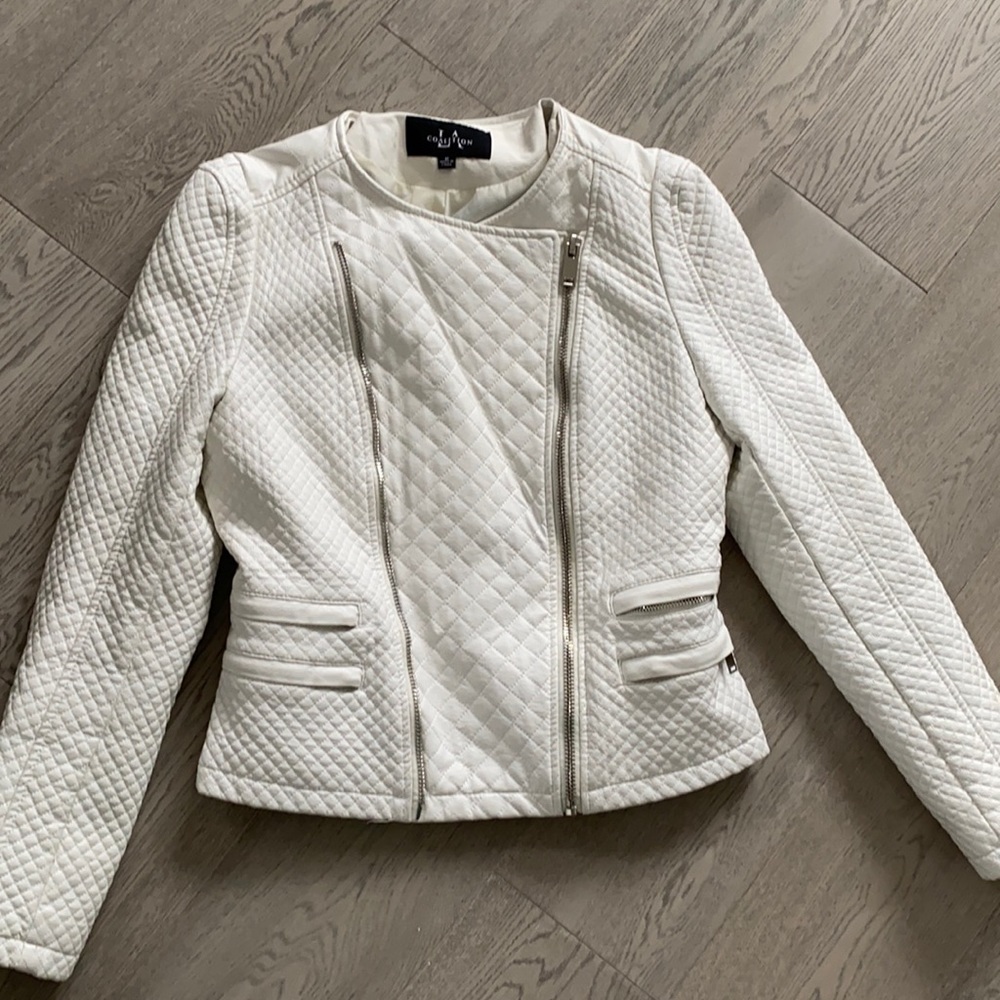 Coalition LA vegan white Leather Jacket